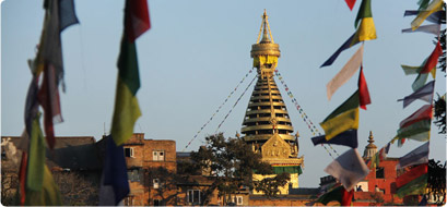 View of swyambunath Stupa